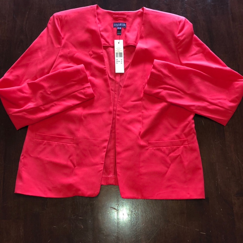 Long Tall Sally coral open front jacket